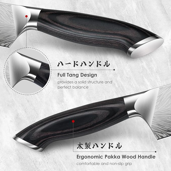 3PCS Kitchen Knife Set,Chef Knife Sets in Powder Steel, Ultra Sharp Japanese Knives Set High Carbon Steel Knives Sets, Cooking Knives Set with Ergonomic Pakkawood Handle