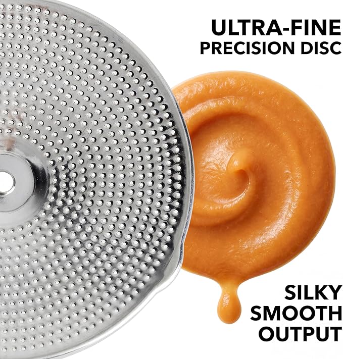 Premium 4-Disc Stainless Steel Food Mill – Ergonomic Rotary Hand Crank for Tomato Sauce, Canning, Applesauce, Baby Food, Mashed Potatoes, Puree & Jams