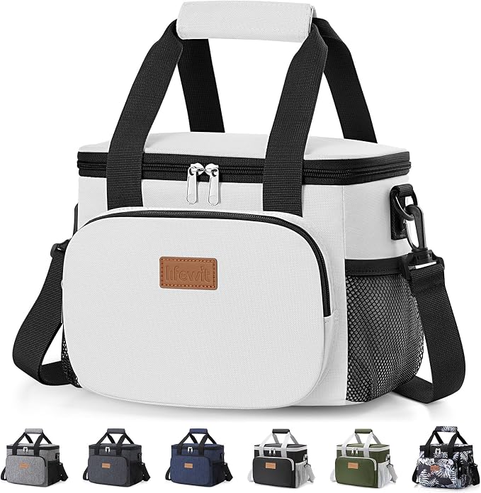 Lifewit Medium Lunch Bag, Insulated Lunch Box, Soft Cooler Cooling Tote for Adult Men Women, Sliver Gray 12-Can (9L)
