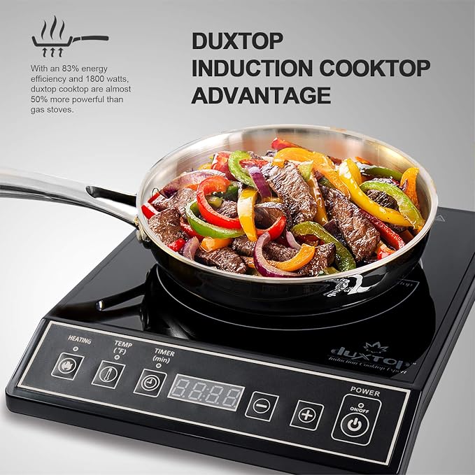 Duxtop 1800W Portable Induction Cooktop Countertop Burner, Black 9100MC/BT-M20B