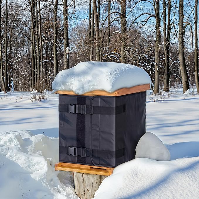 MayBee Winter Bee Hive Wrap for 10 and 8 Frame Beehives, 600D Oxford Cloth Adjustable Beehive Wrap for 2 Deep Hive Boxes, Waterproof, Windproof, Lightweight, Reusable, 76.8" x 18.1"