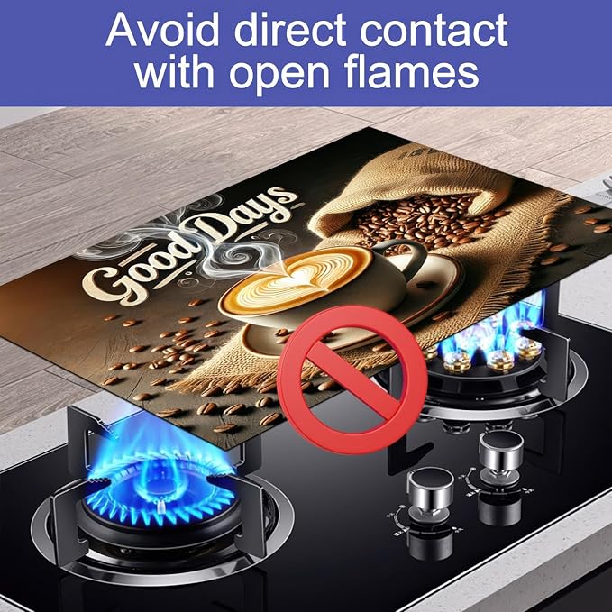 HOMETITUTE Stove Top Cover for Electric 28x20 Inch Diatomite Good Days Stovetop Covers Coffee Bar Decor Kitchen Countertop Pad Mat Coffee Station Mat Heat Resistant Cooktop Protector Decor