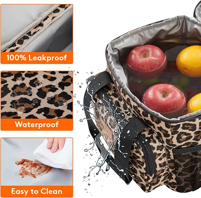 Lifewit Medium Lunch Bag, Insulated Lunch Box, Soft Cooler Cooling Tote for Adult Men Women, Leopard 12-Can (9L)