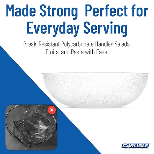 Carlisle FoodService Products 721507 Round Pebbled Salad Serving Bowl, 11 Quart, Clear