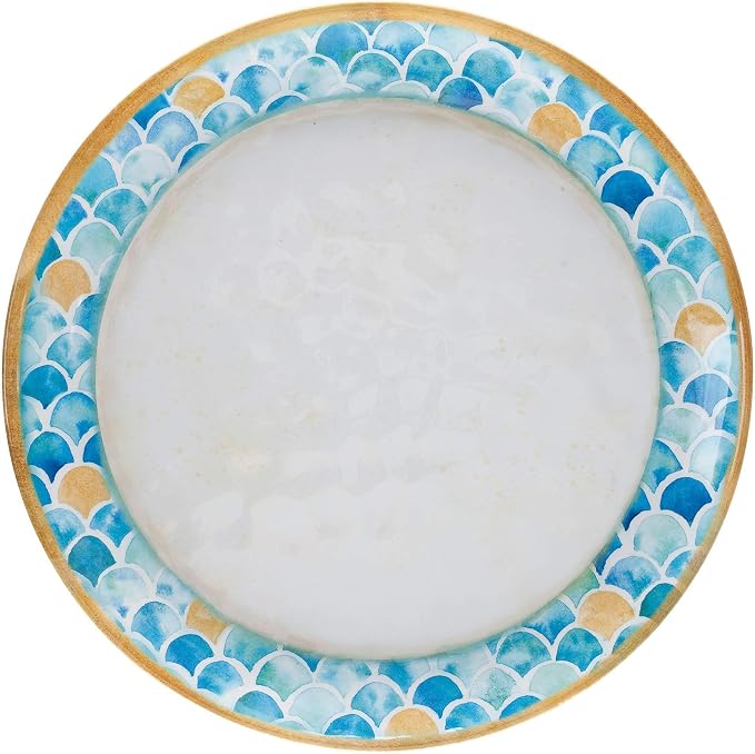 UPware 12 Piece Mermaid Melamine Dinnerware Sets, Outdoor Dishes Set, Plates and Bowls Sets, Service for 4, Blue