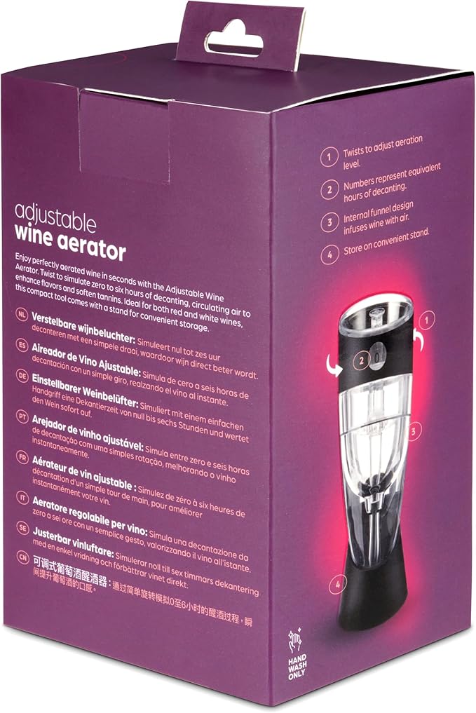 Innovine Wine Aerator, Instant Decanter with Adjustable Dial to Custom Aeration, Enhance Flavor, Smooth Pour, Perfect for White and Red Wines, Home Bar Accessories, Set of 1, Graphite