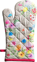 Maison d'Hermine Oven Gloves 100% Cotton Oven Mitt 7" x 13" with Loop Heat Resistant BBQ Cooking Gloves Baking Grilling Gifts for Mothers Day Spring/Summer (Pack of 1, Jardin D'Ete - Fog)
