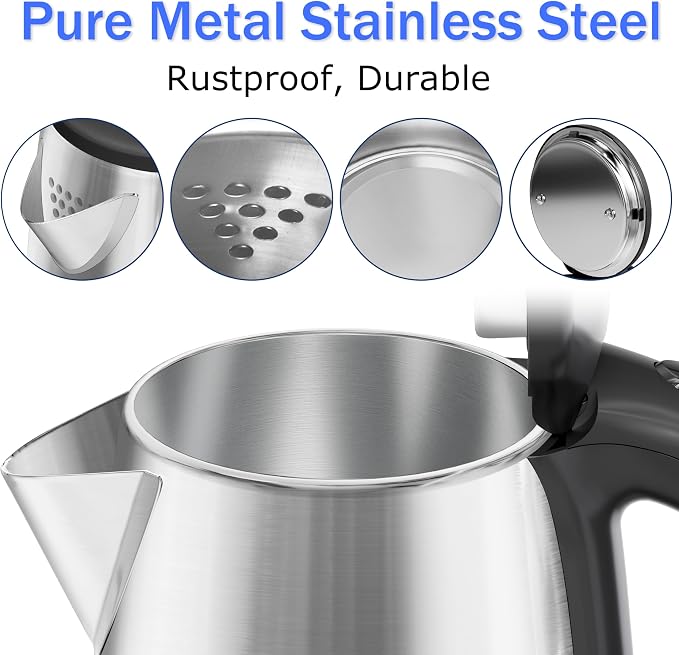 Stariver 2.5L Large Electric Kettle, BPA Free Stainless Steel Water Heater, Fast Boil Electric Tea Kettle, Water Boiler with Auto Shut-Off & Boil-Dry Protection for Family (10-12 Cups)
