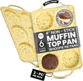 Jumbo Top Silicone Muffin Pans for Baking- 2 PACK Silicone Jumbo Muffin Pan 6 Cup -Baking Cupcake Pans, Make Perfect Muffin Top Pans Non Stick, Drop Cookies or Whoopie Pie Shells - CONFETTI