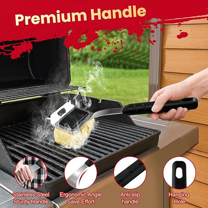 Grill Brush Bristle Free + 5 Replaceable Pads, Grill Cleaner for Outdoor Grill, Steam Grill Brush and Scraper for Cast Iron & Stainless Steel Grates, BBQ Grill Brush, Gift for Men Dad