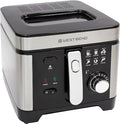 West Bend Deep Fryer with Adjustable Temperature Control Nonstick Basket Easy-View Window and Temperature Guide, Folding Handle and Locking Cover for Easy Storage, 3-Liter, Silver