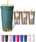 Frost Buddy Togo Buddy 30 oz Stainless Steel Vacuum Insulated Tumbler To Go Coffee Cup – Iced Coffee Cups, Iced Coffee Sleeve, Travel Mug, Thermal Cup for Hot & Cold Drinks, Dunkin Cup (Emerald Glitz)