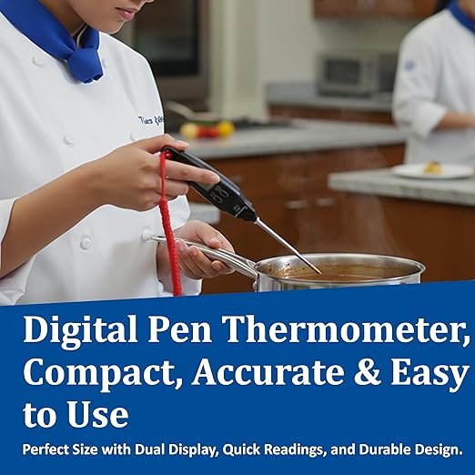 San Jamar THDGPN NSF Listed Digital Pen Thermometer, Black