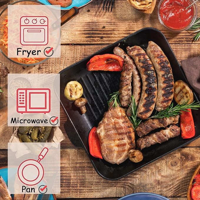 Air Fryer Disposable Paper Liner, Round Parchment Cooking Non-Stick, Baking Roasting Food Grade Paper for Air Fryer, Microwave Oven, Frying Pan, Oil-proof, Water-proof (50PCS 7.9 Inch Natural)