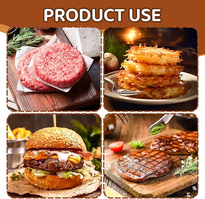 Mini Burger Press, 6 Slots Slider Sausage Patty Press with 200 Patty Papers and 6 Storage Containers, Heavy Duty Round Shape Meat Patty Maker for Small Hamburger, BBQ, Picnic
