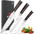 imarku 3 Pieces Knife Set, Japanese High Carbon Stainless Steel Chef Knife Set, Professional Chef Knives with Ergonomic Pakkawood Handle, Ultra Sharp Cooking Knives for Kitchen & Home Cooking