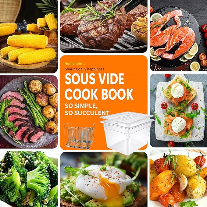 12 Quart Sous Vide Containers with Lid & Rack Compatible with Wancle Anova Nano AN500-US00 Pro 3.0 Mini Joule,most Instant Pot Sous Vide Cooker,BPA Free (Container with lid and rack, 12 QT)