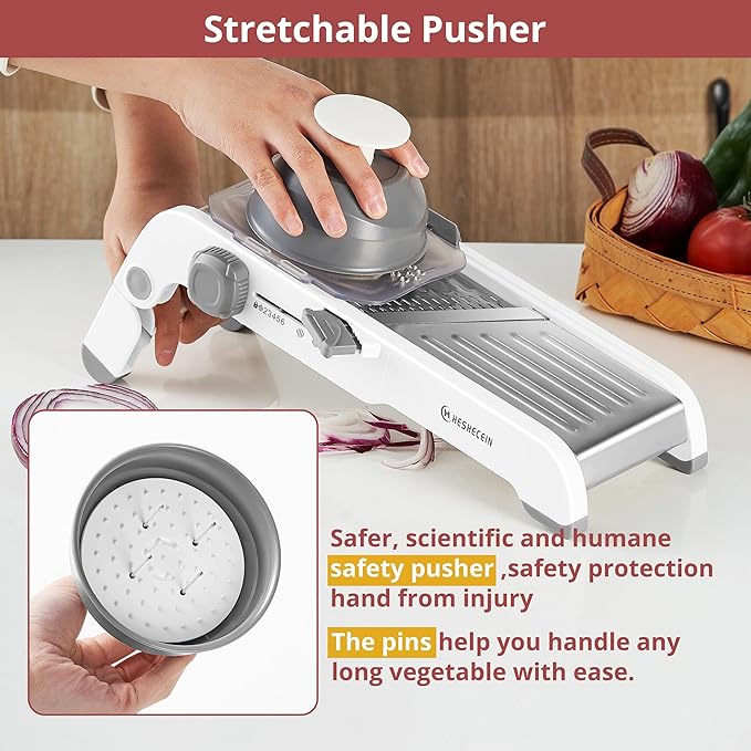 24-In-1 Mandoline Slicer for Kitchen with Waffle Fry Cutter Blade,Adjustable Kitchen Mandoline Slicer,Food Chopper,Safe Mandoline Food Slicer,Mandolin with Waffle Fry Cutter-Grey