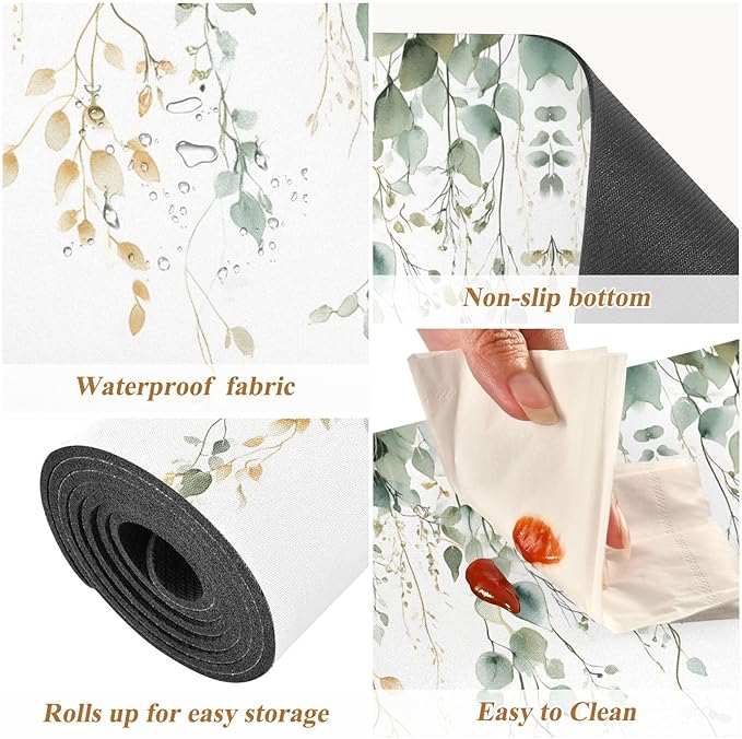 Trivet Table Runner 40 Inches Long Leaf Painting Heat Resistant Hot Pad Multi Purpose Mat for Hot Pots Pans Kitchen Countertops