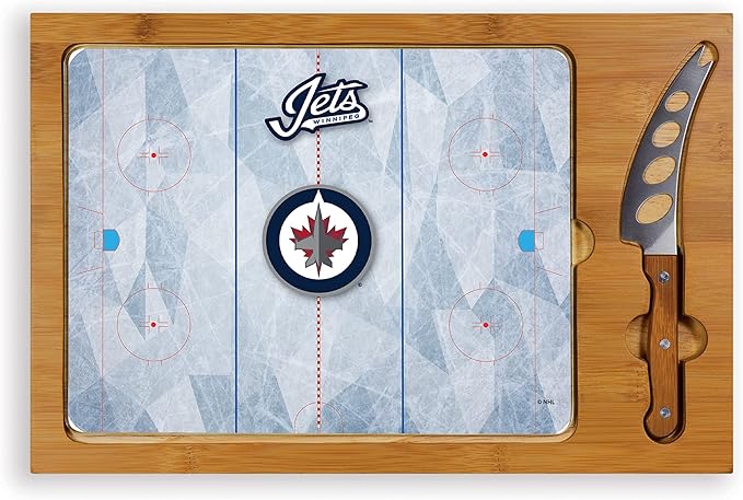 PICNIC TIME NHL unisex-adult NHL Icon Glass Top Cutting Board & Knife Set