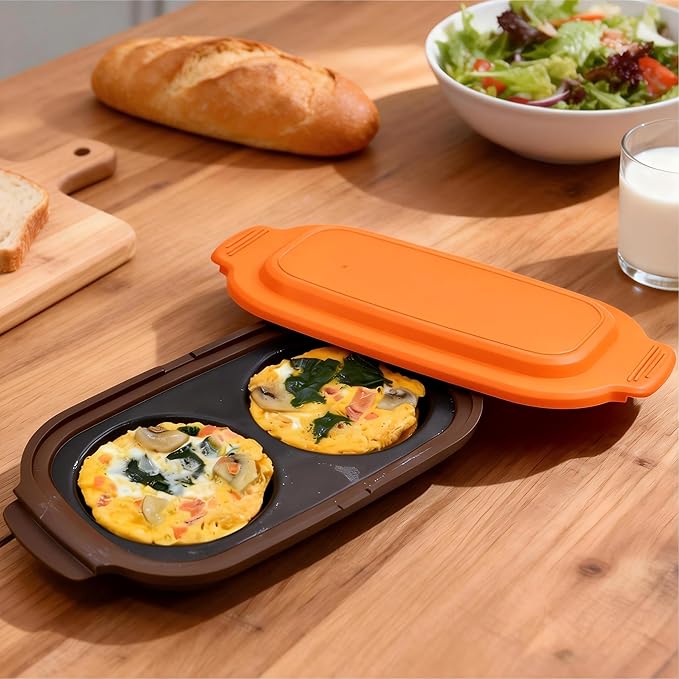 Microwave Egg Cooker, Microwave Egg Poacher | Cooker & Fryer for Breakfast Sandwiches | Maker for 2 Eggs | Dishwasher-Safe & BPA-free, Save Time,Portable for Home,Travel,Gifts (Orange)