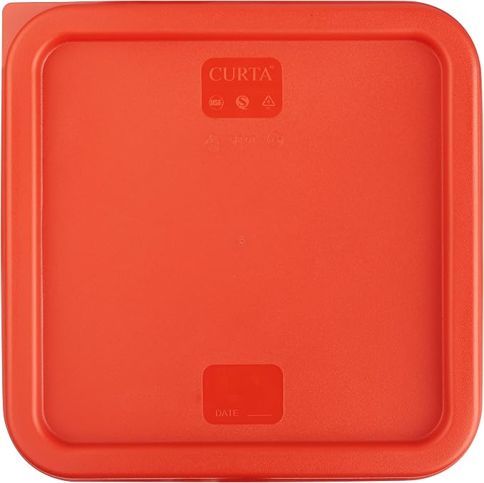 CURTA 8-Pack 8 Qt NSF Clear Polycarbonate Food Storage Containers with Red Lids - Square, Commercial-Grade, Freezer & Dishwasher Safe, Stackable
