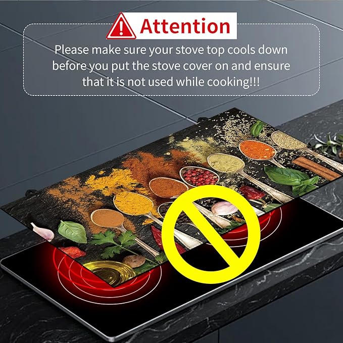 Decorative Electric Stove Top Covers, Heat Resistant Silicone Stove Cover Mat, Stove Top Protectors for Electric Flat Glass Stoves, Adds Extra Counter Space for Small Kitchens and Apartments