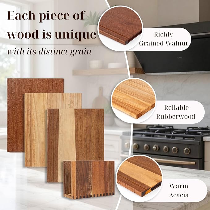 Book Cutting Board Set with Wooden Stand-Wooden Kitchen Cutting Boards That Look Like Books for Vegetables Cheese Meat,3pcs Chopping Board Gift Set for Home Cooks & Kitchen Decor