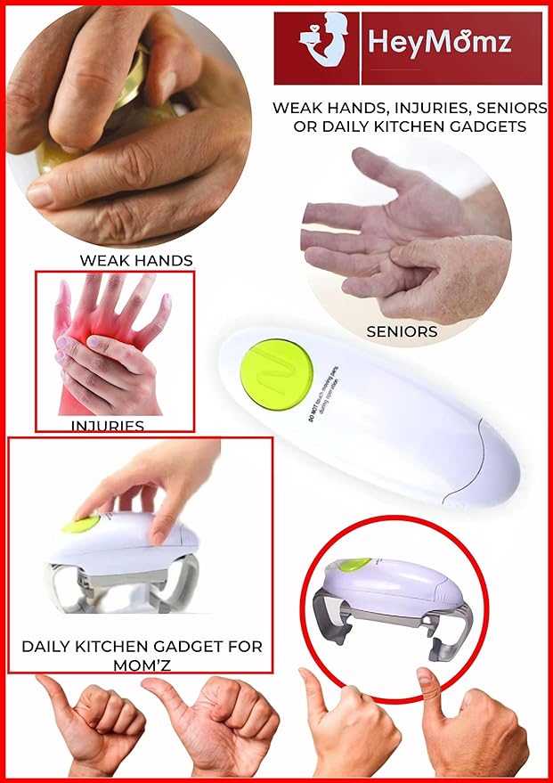 Electric Jar Opener Automatic Jar Opener Strong Improved Torque Handsfree Kitchen Gadgets for Weak Hands & Seniors, For All Jar Sizes Quick and Eeasy Kitchen Tool