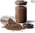 Clear Glass Coffee Canisters 2-Pack with One-Way Valves - Airtight Jars for Pantry Organization - Bulk Storage for Coffee Beans, Cereal, Sugar, Countertop Kitchen Canisters, 15OZ