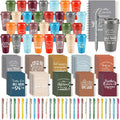Teenyyou 90 Pcs Employee Appreciation Gift Set, 16oz Tumbler with Lid Notebook Pen Bulk Thank You Gift Holiday Party Favor for Teachers Office Coworker Teacher Staff Team (Fresh Color,Elegant Style)