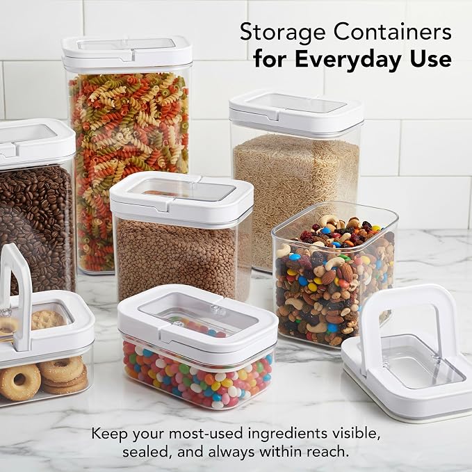ECOBERI Airtight Food Storage Containers for Pantry, 7 Piece Set, FlipLock One-Hand Seal, Stackable, BPA-Free, Airtight Lids for Flour, Sugar, Cereal & Snacks