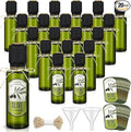 Reallnaive 20 Pcs 4 oz Mini Glass Olive Oil Bottles Empty Sauce Condiment Bottles with Dropper Inserts and Sticker Seals Caps for Gifts Kitchen (Circle,Dark Green)