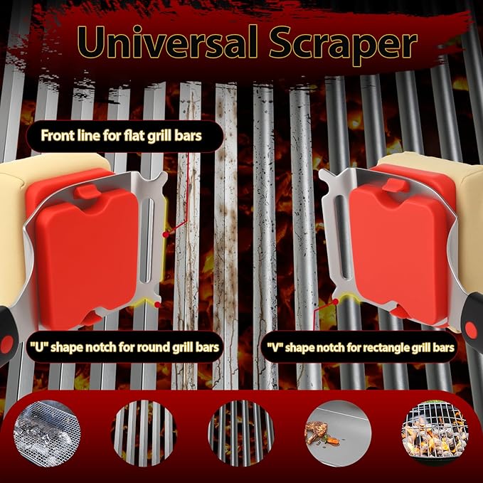 Grill Brush Bristle Free,BBQ Grill Brushes and Scraper for Outdoor Grill Steam Cleaner for Cast Iron/Stainless Steel Grates Safe Barbecue Cleaner Brush with Replaceable Cleaning Head