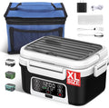 Cordless Electric Heated Lunch Box, 1.5L - 6.3 Cups 100W Rechargeable Smart Self-Heating Food Warmer with Removable Divider, Spoon, Fork, BPA Free, Portable Lunchbox for Car Travel Office White