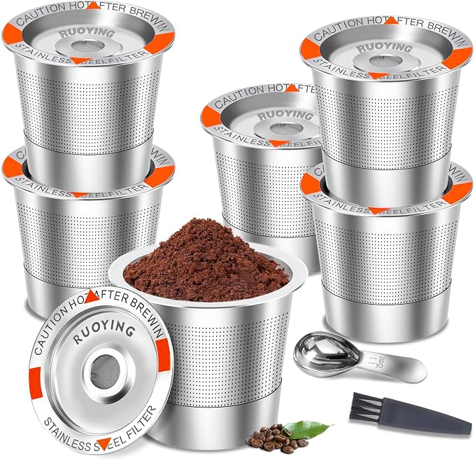 Double Layer SUS304 Reusable K Cup Filter, Fits Keurig 1.0 & 2.0 Brewers