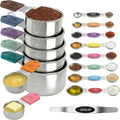 16-Pcs Measuring Cups & Magnetic Spoons Set with Leveler, Food-Grade Stainless Steel, Stackable Design, Silicone Handles, Precise Metal Measuring Cups and Spoons Set for Cooking & Baking (Multicolor)