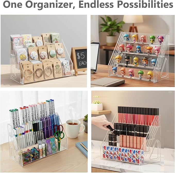 4-Tier Acrylic Drink Packet Organizer with 20 Compartments, Sugar Packets Drink Mix Organizer, Water Flavor Packet Holder for Kitchen Pantry Cabinet Storage Coffee Station