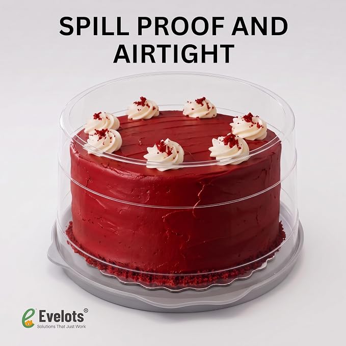 Evelots 12-Inch Airtight Cake Container with Lid - Portable Carrier for Pies, Cakes, Cupcakes & More - BPA-Free Clear Plastic - Secure & Easy Transport