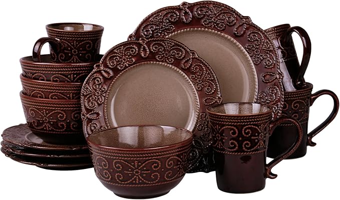 Elama’s Salia 16 Piece Stoneware Dinnerware Set