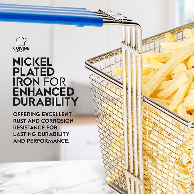 Deep Fryer Basket | 2-Pack | Commercial Fry Basket with Handle | 13.25" x 6.5" x 5.9" | Heavy Duty Restaurant Quality