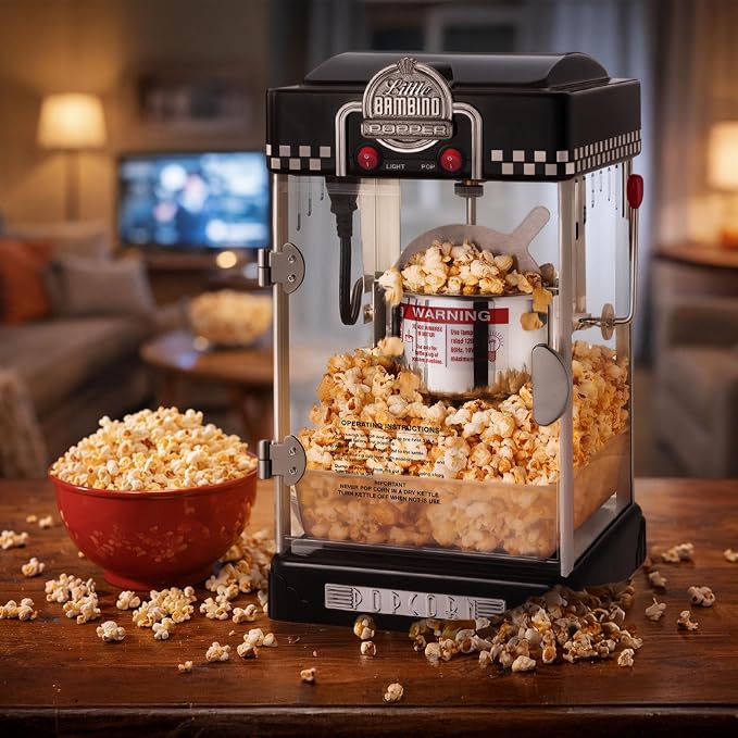 Great Northern Popcorn 83-DT5620 Northern Company GNP BlackGNP Little Bambino 2-1/2 Ounce Retro Style Popcorn Popper Machine, 2.5 Ounce, Black | Countertop or Tabletop Movie Theater Style Popcorn Maker Machine with Stainless-Steel Kettle Popper - Movie...
