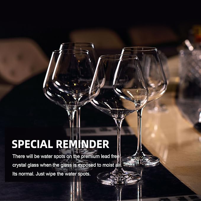 coccot Red Wine Glasses Set of 4, Hand Blown Italian Style Crystal Burgundy Wine Glasses, Lead-Free Premium Clear Glass [23 oz/650ml，4 Pack ]