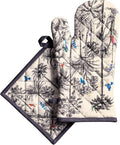 Maison d' Hermine 100% Cotton Oven Mitt & Pot Holder Set (7.5"x13" & 8"x8") Heat Resistant BBQ Cooking Gloves with Loop for Thanksgiving Christmas Decorations Handling Hot Pans (Amazonia)