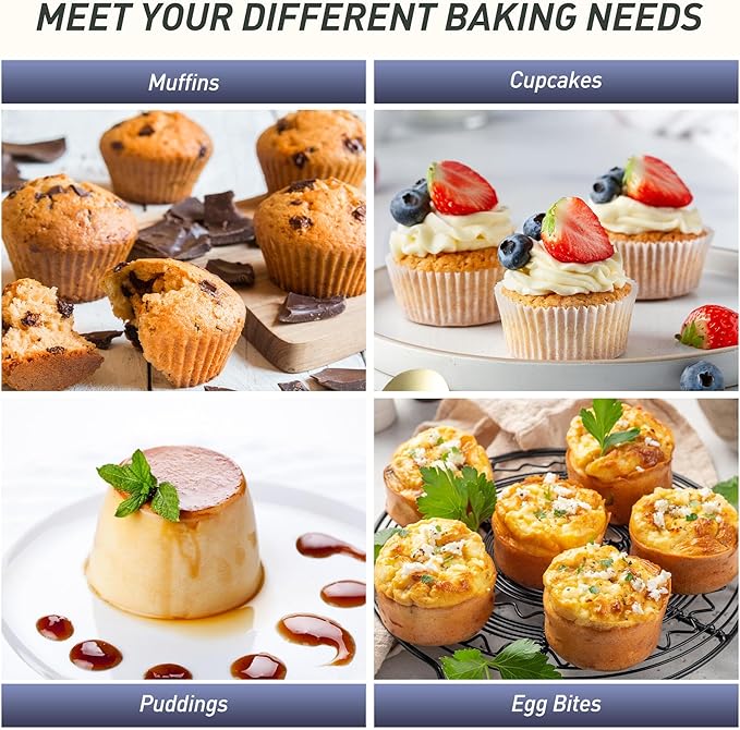2 Packs 24 Cups Silicone Muffin Pan with Metal Reinforced Frame Mini Size Cupcake Pan Tray Egg Bites Silicone Circle Cookie Molds Muffin Tin Tart Pans Baking Sheet Set for Breakfast Sandwiches