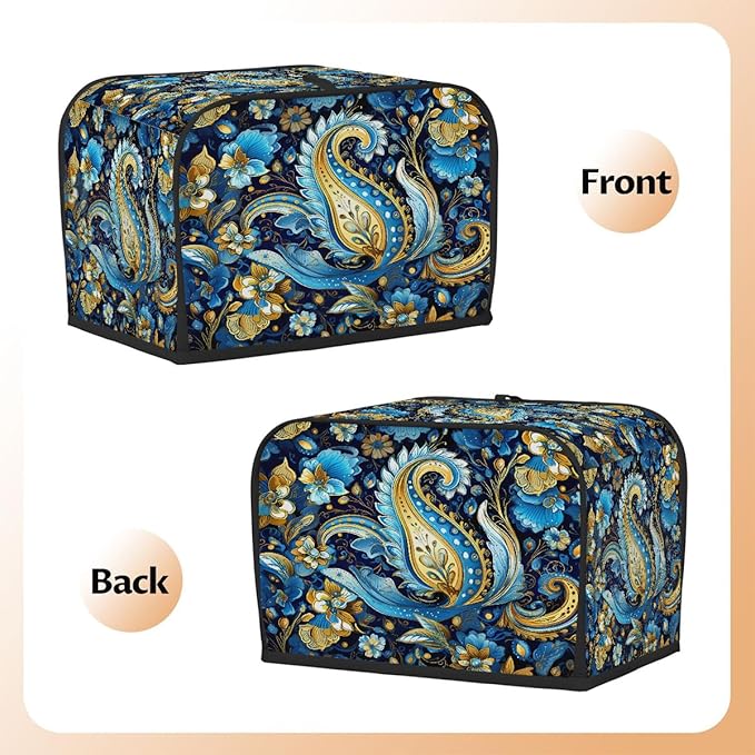 Blue Paisley Ethnic 4 Slice Toaster Cover Dust And Fingerprint Bread Maker Cover Bakeware Protector Washable Appliance Covers Kitchen Accessories For Home Kitchen Women Gift