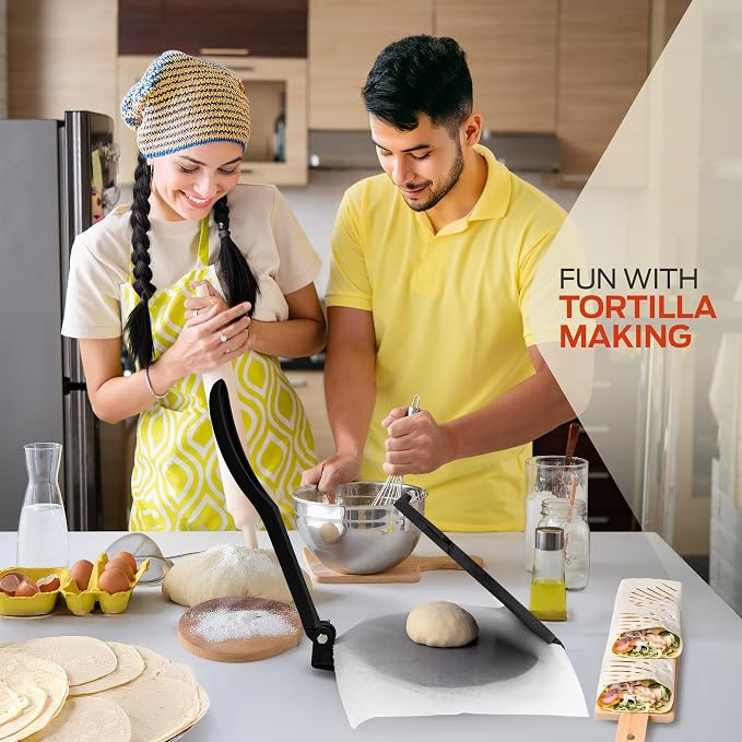 SIRCLES Cast Iron Tortilla Press 12 Inch – Heavy Duty Tortilla Press for Homemade Corn & Flour Tortillas, Prensa para Tortillas - Durable & Pre-Seasoned Kitchen Tool