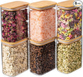 37oz 6PCS Rectangle Glass Pantry Containers with Lids, Glass Jars with Lids, Clear Food Storage Jars, Small Canister for Salt, Pepper, Spices, Nuts, Loose Tea, Coffee, Sugar, Candy