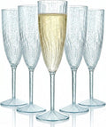 WDF 36PCS Blue Plastic Champagne Flutes - 6OZ Blue Glitter Champagne flutes - Party Supplies for Wedding/Birthday/Baby Shower/Housewarming/Pool party