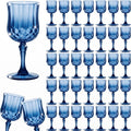 Pinkunn 50 Pcs 7 oz Plastic Vintage Wine Glasses Reusable Colored Goblets Patterned Drinking Water Glasses Cup Dishwasher Safe for Mother's Day Wedding Reception Party Supplies (Dark Blue)